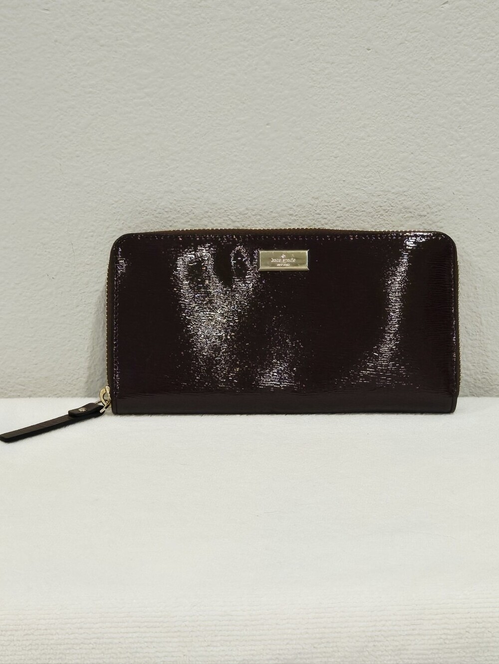 Kate Spade Patent Zip-Around Wallet in Deep Plum EUC